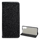 Gigapack Samsung Galaxy S21 Plus (SM-G996) 5G tok álló, bőr hatású (flip, bankkártya tartó, csillogó) fekete