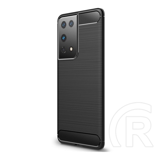 Gigapack Samsung Galaxy S21 Ultra (SM-G998) 5G védő (közepesen ütésálló, légpárnás sarok, szálcsiszolt) fekete