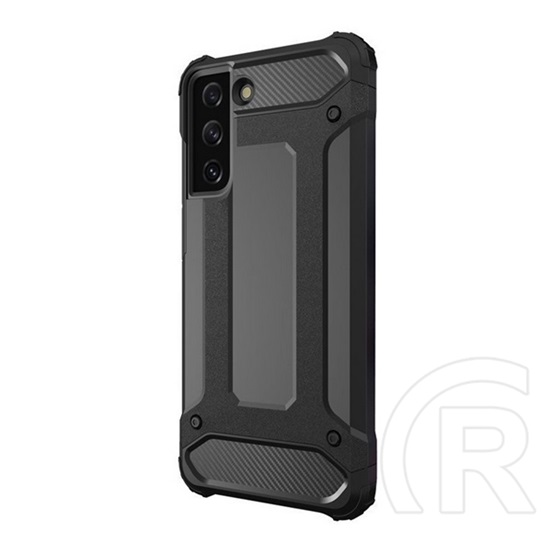 Gigapack Samsung Galaxy S22 5G (SM-S901) műanyag védő (közepesen ütésálló, légpárnás sarok, belső, fémhatás) fekete