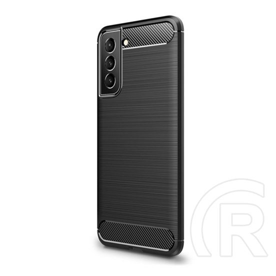 Gigapack Samsung Galaxy S22 5G (SM-S901) védő (közepesen ütésálló, légpárnás sarok, szálcsiszolt, karbon minta) fekete