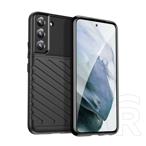 Gigapack Samsung Galaxy S22 Plus 5G (SM-S906) szilikon telefonvédő (közepesen ütésálló, csíkos, dombor minta) fekete