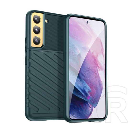 Gigapack Samsung Galaxy S22 Plus 5G (SM-S906) szilikon telefonvédő (közepesen ütésálló, csíkos, dombor minta) sötétzöld