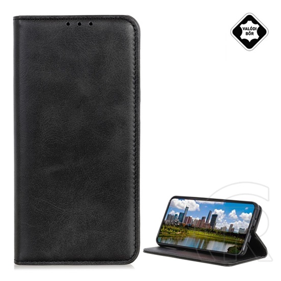 Gigapack Samsung Galaxy S22 Plus 5G (SM-S906) tok álló, valódi bőr (flip, asztali tartó funkció) fekete