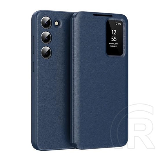 Gigapack Samsung Galaxy S22 (SM-S901) tok álló (aktív flip, oldalra nyíló, smart view cover) sötétkék