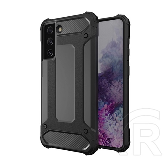 Gigapack Samsung Galaxy S23 Plus (SM-S916) műanyag védő (közepesen ütésálló, légpárnás sarok, belső, fémhatás) fekete