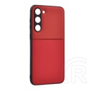 Gigapack Samsung Galaxy S23 Plus (SM-S916) műanyag védő (szilikon keret, bőr hatású hátlap, csíkos minta) piros