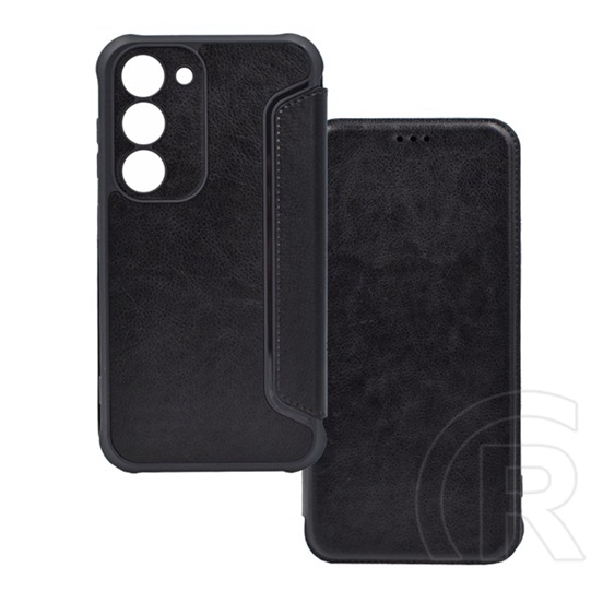 Gigapack Samsung Galaxy S23 Plus (SM-S916) tok álló, bőr hatású (flip, légpárnás sarok, kamera védelem) fekete