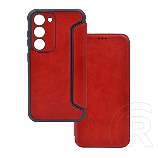 Gigapack Samsung Galaxy S23 Plus (SM-S916) tok álló, bőr hatású (flip, légpárnás sarok, kamera védelem) piros