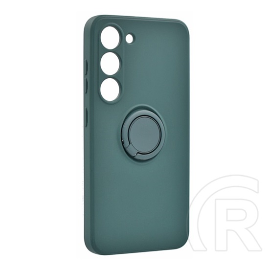 Gigapack Samsung Galaxy S23 Plus (SM-S916) védő (telefontartó gyűrű, mikrofiber plüss belső, kamera védelem) sötétzöld
