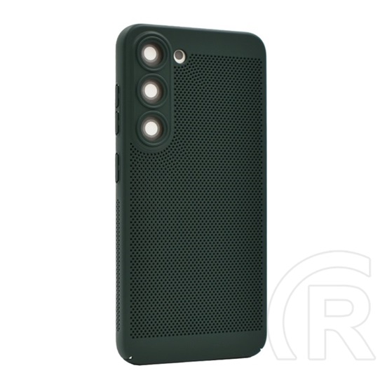 Gigapack Samsung Galaxy S23 (SM-S911) műanyag telefonvédő (légáteresztő, lyukacsos minta, kamera védelem) sötétzöld