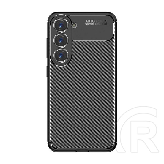 Gigapack Samsung Galaxy S23 (SM-S911) szilikon telefonvédő (közepesen ütésálló, légpárnás sarok, karbon minta) fekete