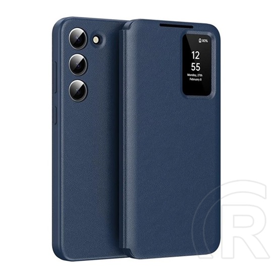 Gigapack Samsung Galaxy S23 (SM-S911) tok álló (aktív flip, oldalra nyíló, smart view cover) sötétkék