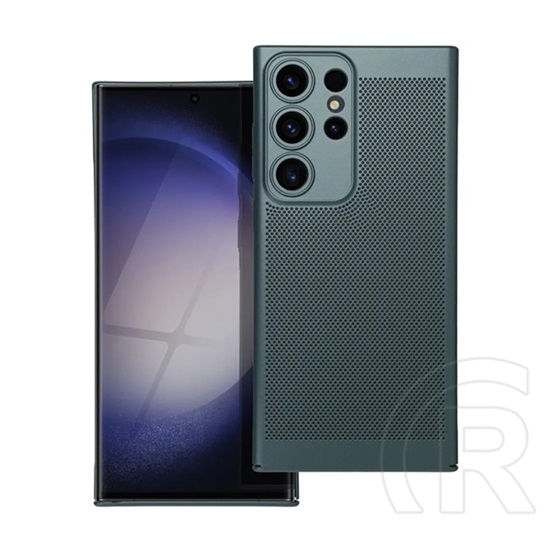 Gigapack Samsung Galaxy S23 Ultra (SM-S918) telefonvédő (légáteresztő, lyukacsos minta, kamera védelem) sötétzöld