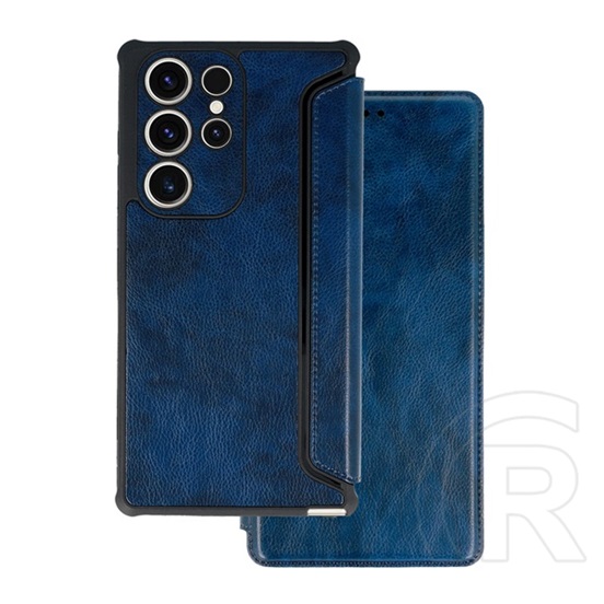 Gigapack Samsung Galaxy S23 Ultra (SM-S918) tok álló, bőr hatású (flip, légpárnás sarok, kamera védelem) sötétkék