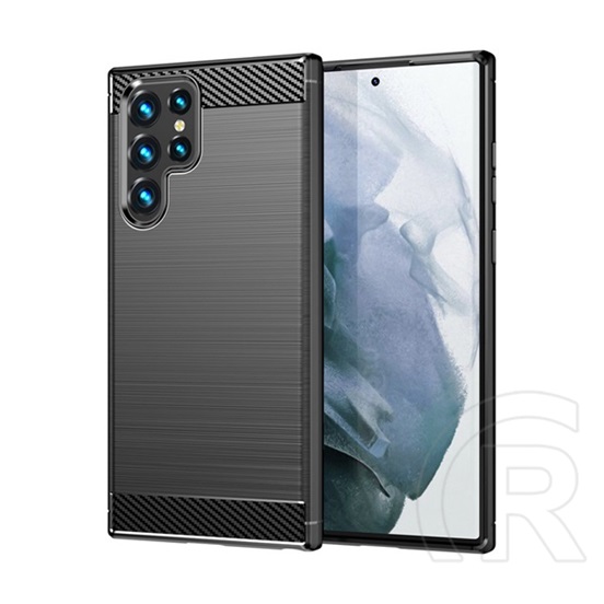Gigapack Samsung Galaxy S23 Ultra (SM-S918) védő (közepesen ütésálló, légpárnás sarok, szálcsiszolt) fekete
