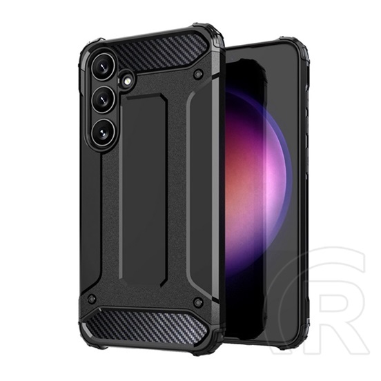 Gigapack Samsung Galaxy S24 FE (SM-S721) defender szilikon telefonvédő (ütésállóság, légpárnás sarok, fémhatás) fekete