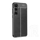 Gigapack Samsung Galaxy S24 FE (SM-S721) szilikon telefonvédő (ütésállóság, bőr hatású, varrás minta) fekete