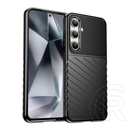 Gigapack Samsung Galaxy S24 FE (SM-S721) szilikon telefonvédő (ütésállóság, csíkos, dombor minta) fekete
