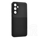 Gigapack Samsung Galaxy S24 FE (SM-S721) szilikon telefonvédő (ütésállóság, mágneses, bőr hatású hátlap, csíkos) fekete