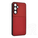 Gigapack Samsung Galaxy S24 FE (SM-S721) szilikon telefonvédő (ütésállóság, mágneses, bőr hatású hátlap, csíkos) piros