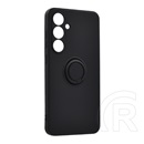 Gigapack Samsung Galaxy S24 FE (SM-S721) szilikon védő (tartógyűrű, mikrofiber plüss belső, mágneses, kameravédő) fekete