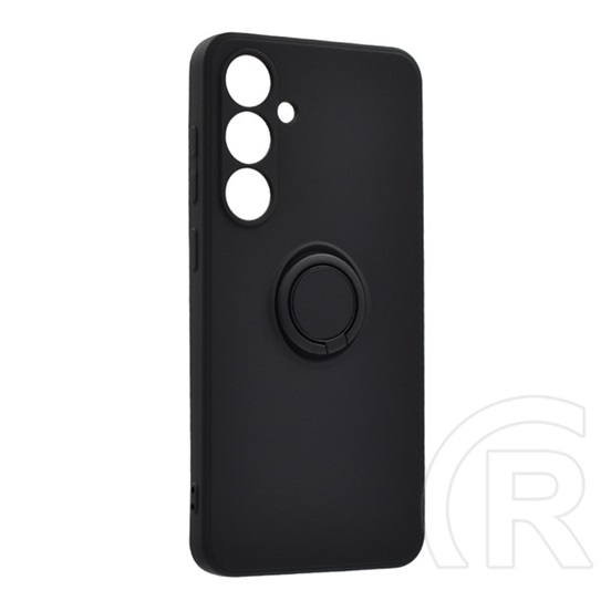 Gigapack Samsung Galaxy S24 FE (SM-S721) szilikon védő (tartógyűrű, mikrofiber plüss belső, mágneses, kameravédő) fekete
