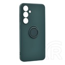 Gigapack Samsung Galaxy S24 FE (SM-S721) szilikon védő (tartógyűrű, plüss belső, mágneses, kameravédő) sötétzöld