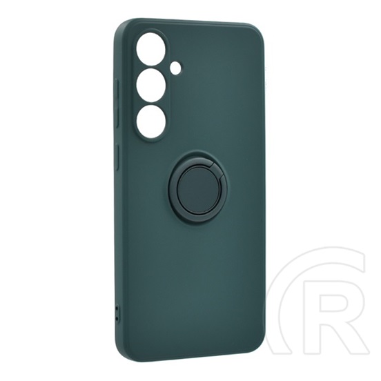Gigapack Samsung Galaxy S24 FE (SM-S721) szilikon védő (tartógyűrű, plüss belső, mágneses, kameravédő) sötétzöld