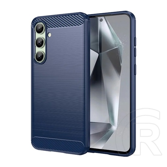 Gigapack Samsung Galaxy S24 FE (SM-S721) szilikon védő (ütésálló, légpárnás sarok, szálcsiszolt, karbon minta) sötétkék