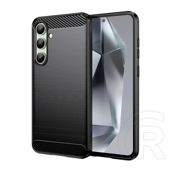 Gigapack Samsung Galaxy S24 FE (SM-S721) szilikon védő (ütésállóság, légpárnás sarok, szálcsiszolt, karbon minta) fekete