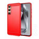 Gigapack Samsung Galaxy S24 FE (SM-S721) szilikon védő (ütésállóság, légpárnás sarok, szálcsiszolt, karbon minta) piros