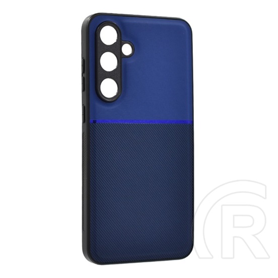 Gigapack Samsung Galaxy S24 FE (SM-S721) szilikon védő (ütésállóság, mágneses, bőr hatású hátlap, csíkos) sötétkék