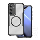 Gigapack Samsung Galaxy S24 FE (SM-S721) védő (ütésálló, légpárnás sarok, kameravédő, karbon minta, magsafe) fekete