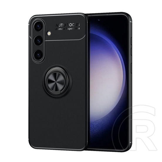 Gigapack Samsung Galaxy S24 (SM-S921) szilikon telefonvédő (asztali tartó, tartógyűrű, 360°, mágneses) fekete