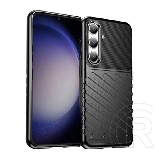 Gigapack Samsung Galaxy S24 (SM-S921) szilikon telefonvédő (ütésállóság, csíkos, dombor minta) fekete