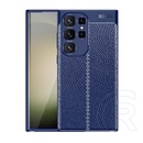 Gigapack Samsung Galaxy S24 Ultra (SM-S928) szilikon telefonvédő (ütésállóság, bőr hatású, varrás minta) sötétkék