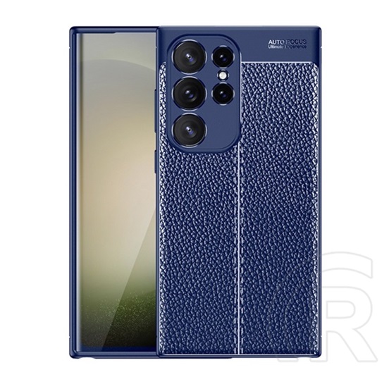 Gigapack Samsung Galaxy S24 Ultra (SM-S928) szilikon telefonvédő (ütésállóság, bőr hatású, varrás minta) sötétkék