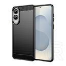 Gigapack Samsung Galaxy S25 Edge (SM-S937) szilikon védő (ütésálló, légpárnás sarok, szálcsiszolt, karbon minta) fekete