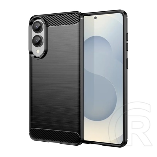 Gigapack Samsung Galaxy S25 Edge (SM-S937) szilikon védő (ütésálló, légpárnás sarok, szálcsiszolt, karbon minta) fekete