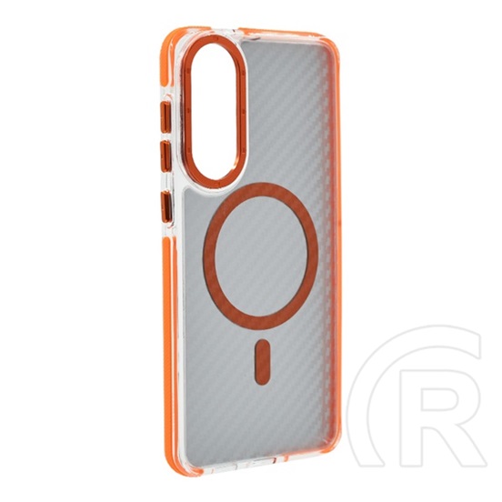 Gigapack Samsung Galaxy S25 Edge (SM-S937) védő (ütésálló, karbon minta, wireless, magsafe) narancssárga