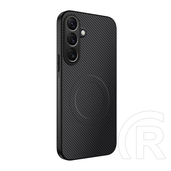 Gigapack Samsung Galaxy S25 FE (SM-S731) szilikon telefonvédő (műanyag hátlap, karbon minta, mágneses) fekete