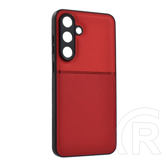 Gigapack Samsung Galaxy S25 FE (SM-S731) szilikon telefonvédő (ütésállóság, mágneses, bőr hatású hátlap, csíkos) piros