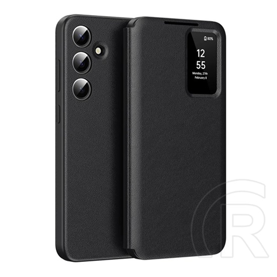 Gigapack Samsung Galaxy S25 FE (SM-S731) tok álló (aktív flip, oldalra nyíló, smart view cover) fekete