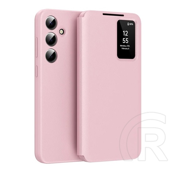 Gigapack Samsung Galaxy S25 FE (SM-S731) tok álló (aktív flip, oldalra nyíló, smart view cover) rózsaszín