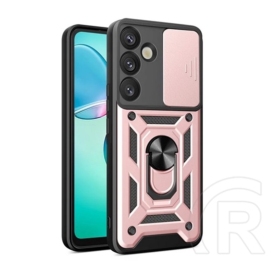 Gigapack Samsung Galaxy S25 Plus (SM-S936) defender szilikon telefonvédő (ütésállóság, tartógyűrű, kameravédő) rozéarany