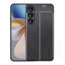 Gigapack Samsung Galaxy S25 Plus (SM-S936) szilikon telefonvédő (ütésállóság, bőr hatású, varrás minta) fekete