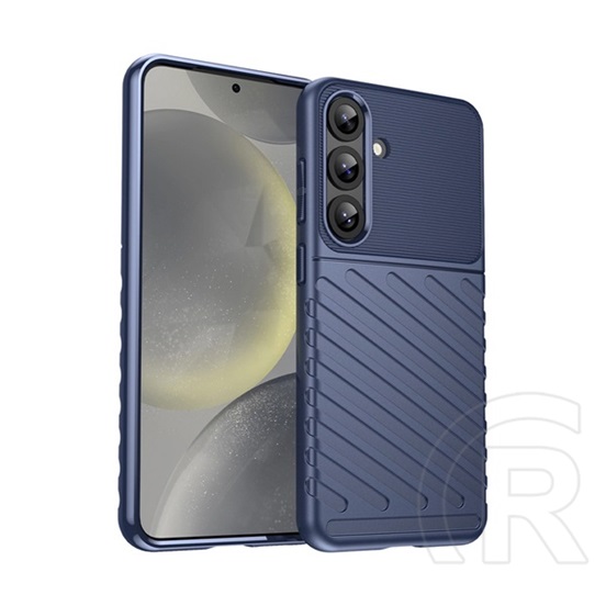Gigapack Samsung Galaxy S25 Plus (SM-S936) szilikon telefonvédő (ütésállóság, csíkos, dombor minta) sötétkék
