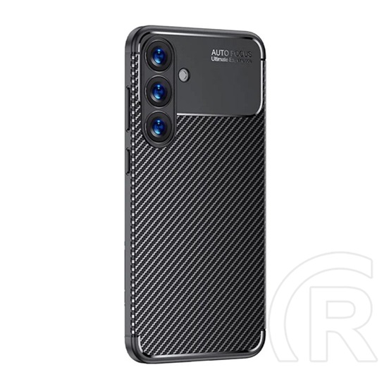 Gigapack Samsung Galaxy S25 Plus (SM-S936) szilikon telefonvédő (ütésállóság, légpárnás sarok, karbon minta) fekete