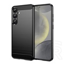 Gigapack Samsung Galaxy S25 Plus (SM-S936) szilikon védő (ütésálló, légpárnás sarok, szálcsiszolt, karbon minta) fekete