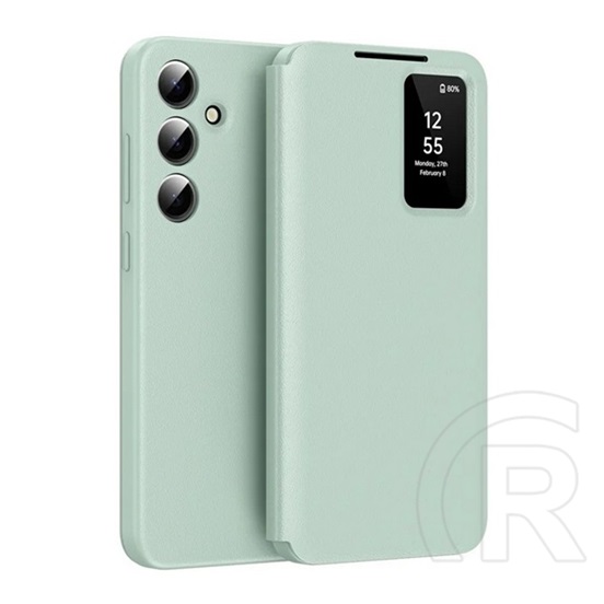 Gigapack Samsung Galaxy S25 Plus (SM-S936) tok álló (aktív flip, oldalra nyíló, smart view cover) világoszöld